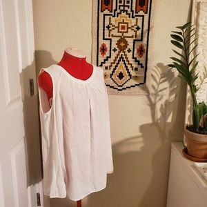 Boden Long White Flowy Tank Top